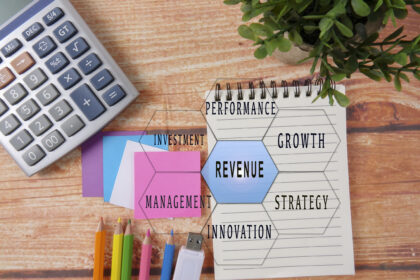 Cyfrowy kompozytowy obraz tekstu nad obiektami na stole